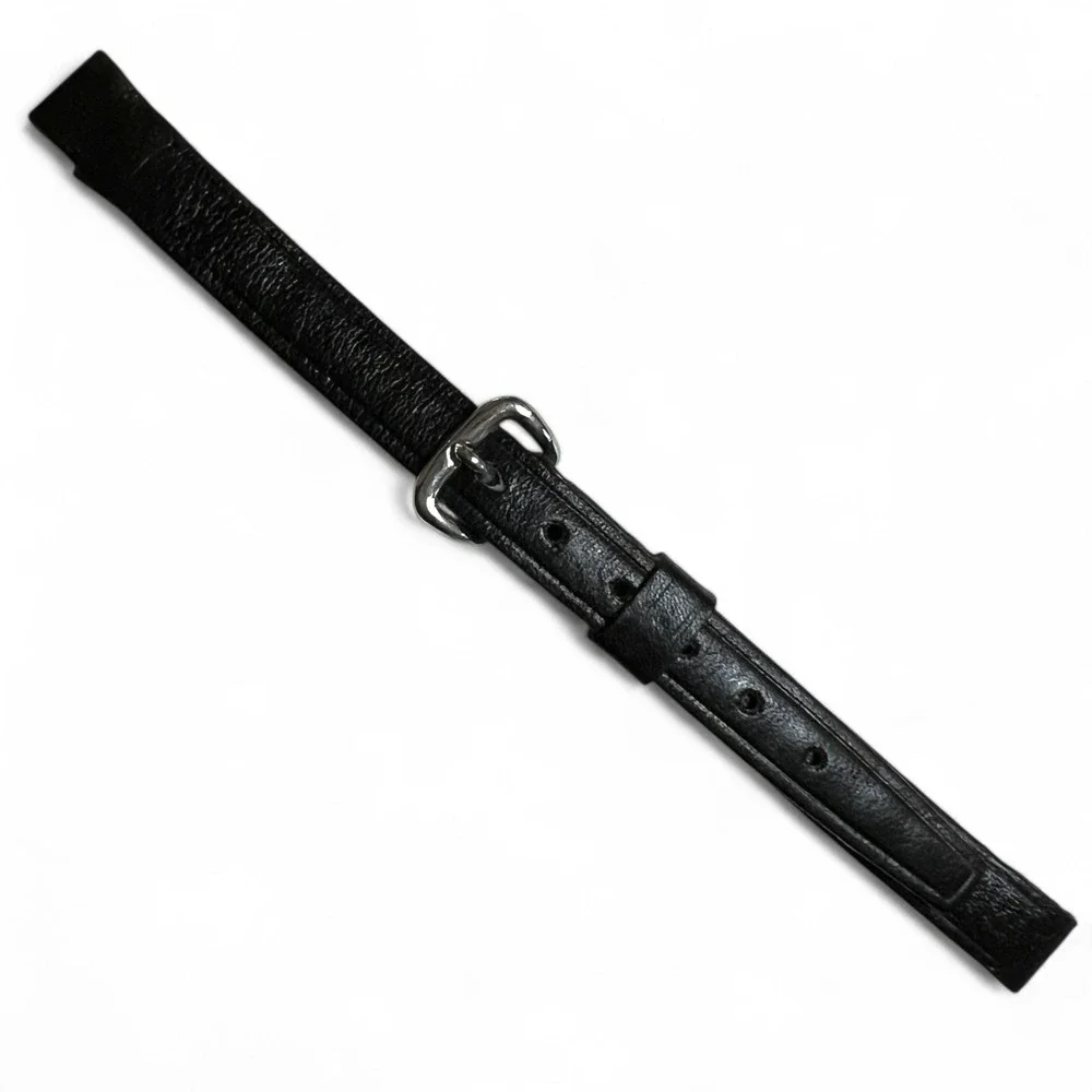 VTG NOS T&C Women 5/16 Watch Strap Band Black Calfskin Leather Silver USA 6 1/2